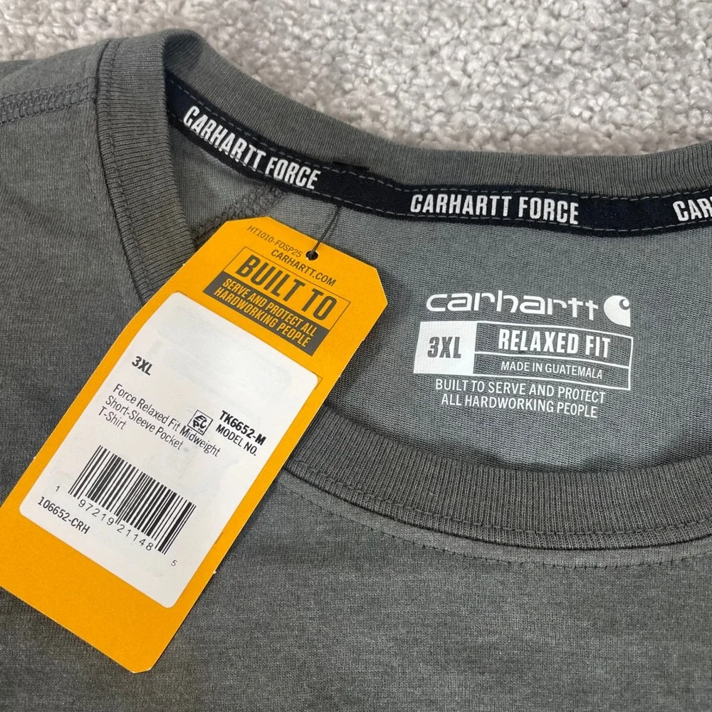 Carhartt T Shirt Mens 3XL Force Relaxed Fit Pocket Gray NWT - Picture 3 of 11